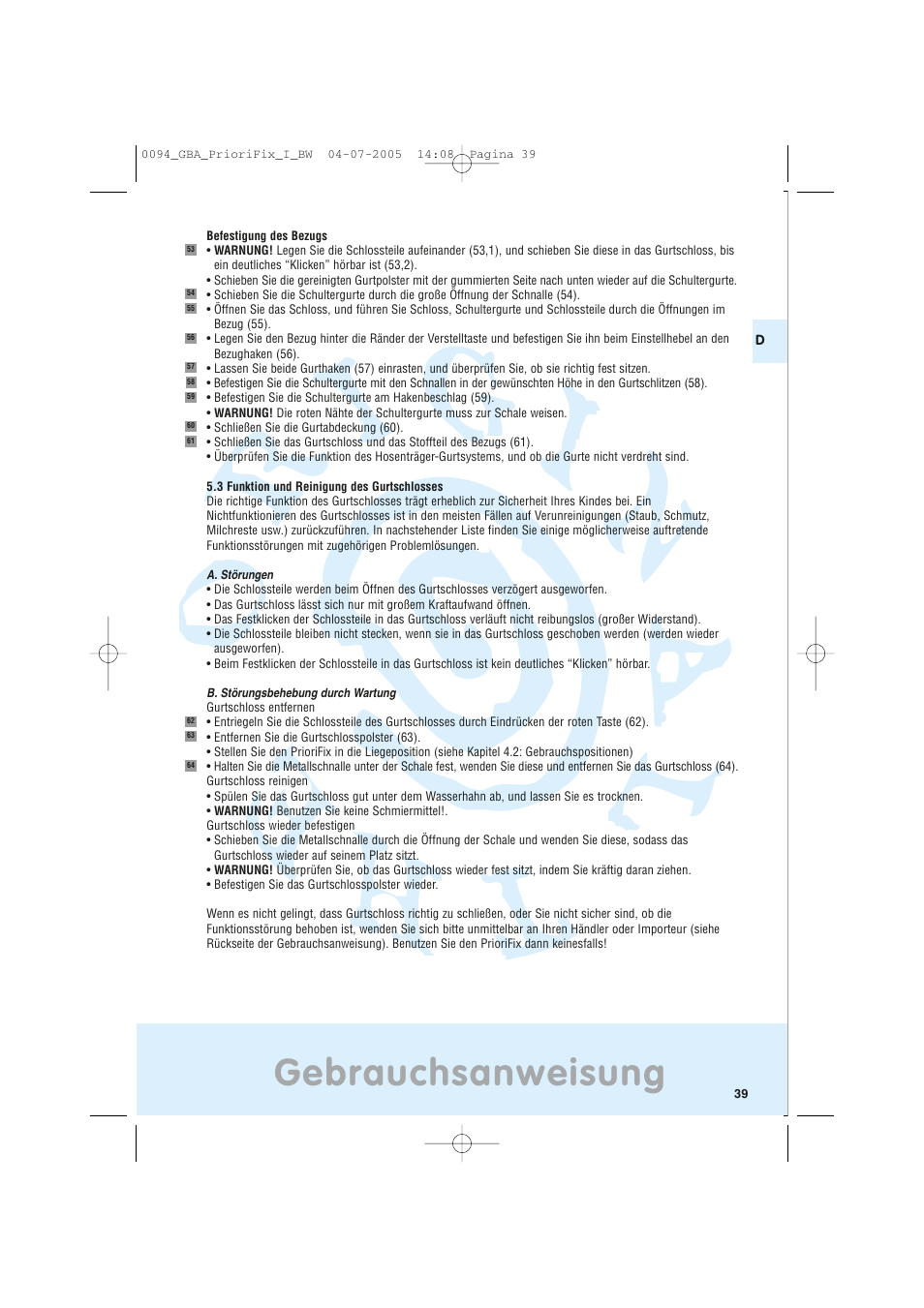 Gebrauchsanweisung | Maxi-Cosi Car Seat User Manual | Page 39 / 96