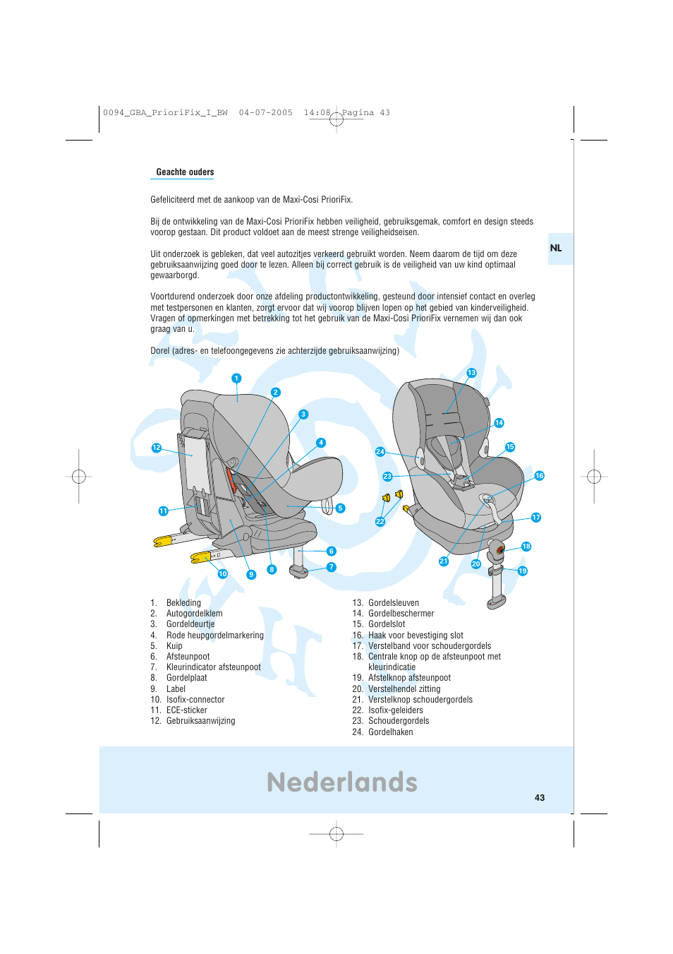 Nederlands | Maxi-Cosi Car Seat User Manual | Page 43 / 96