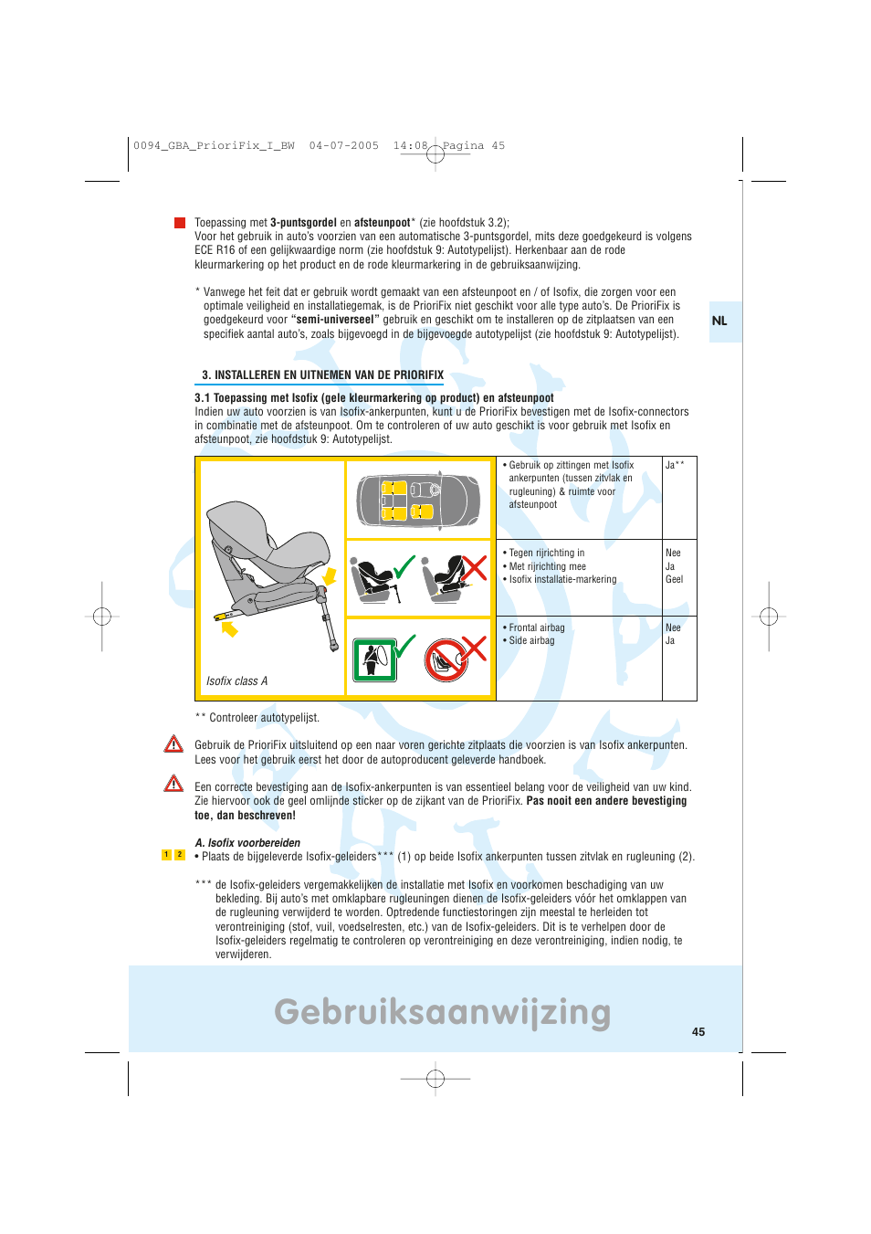 Gebruiksaanwijzing | Maxi-Cosi Car Seat User Manual | Page 45 / 96