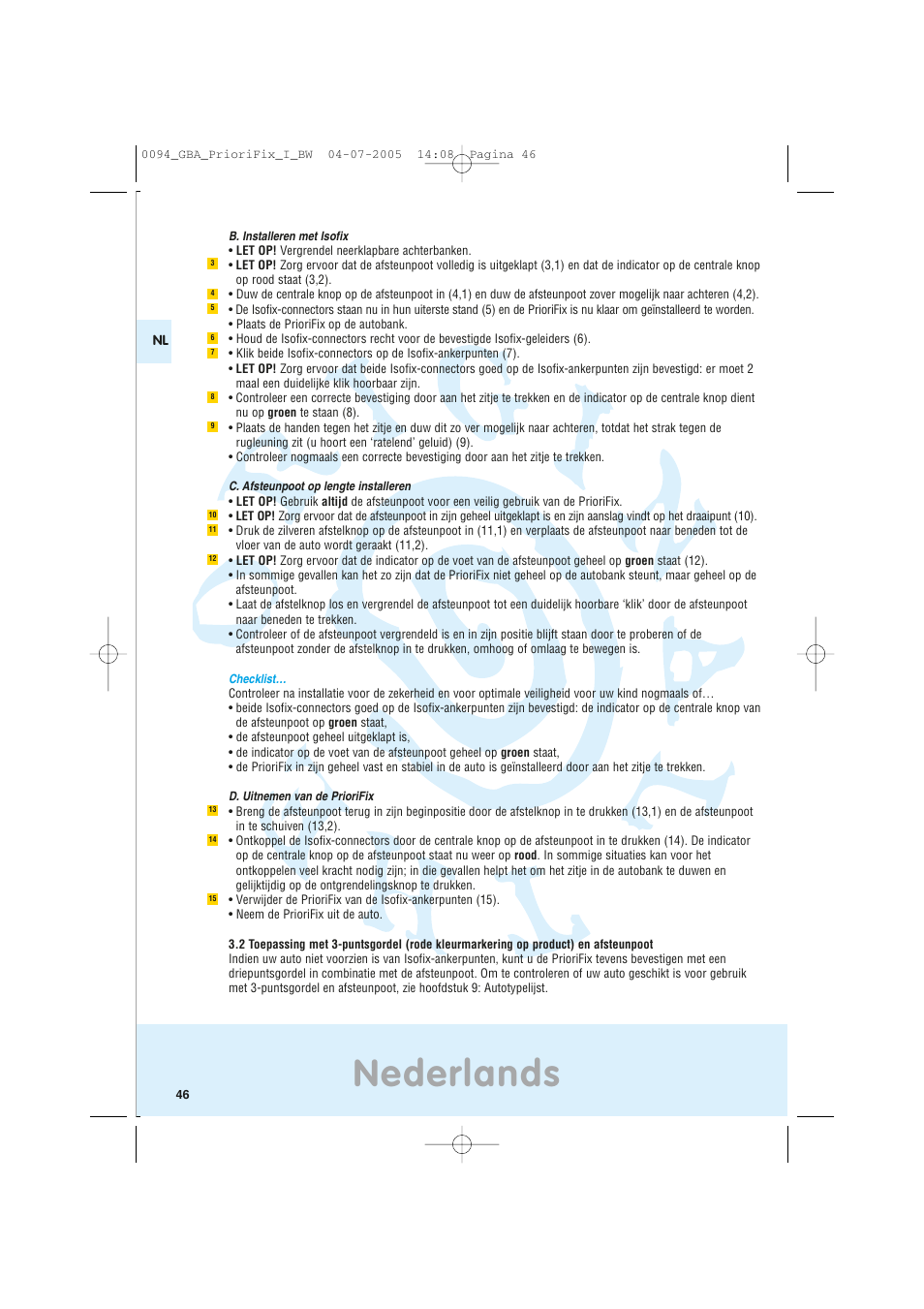 Nederlands | Maxi-Cosi Car Seat User Manual | Page 46 / 96