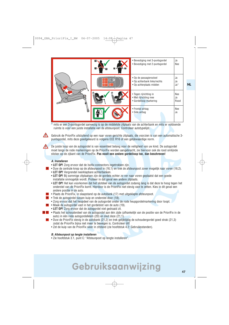 Gebruiksaanwijzing | Maxi-Cosi Car Seat User Manual | Page 47 / 96