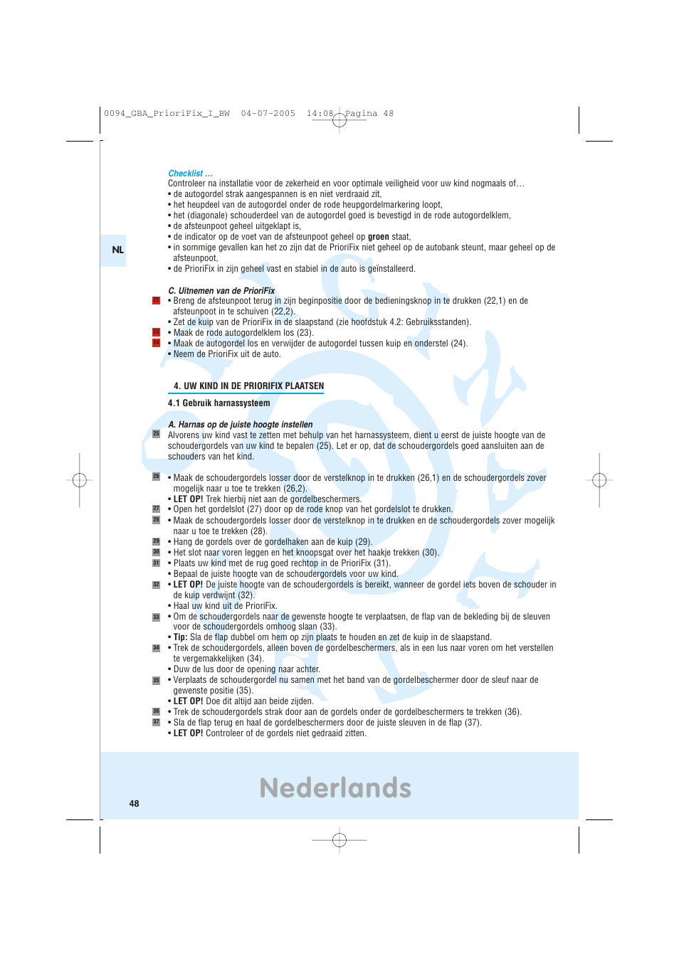 Nederlands | Maxi-Cosi Car Seat User Manual | Page 48 / 96