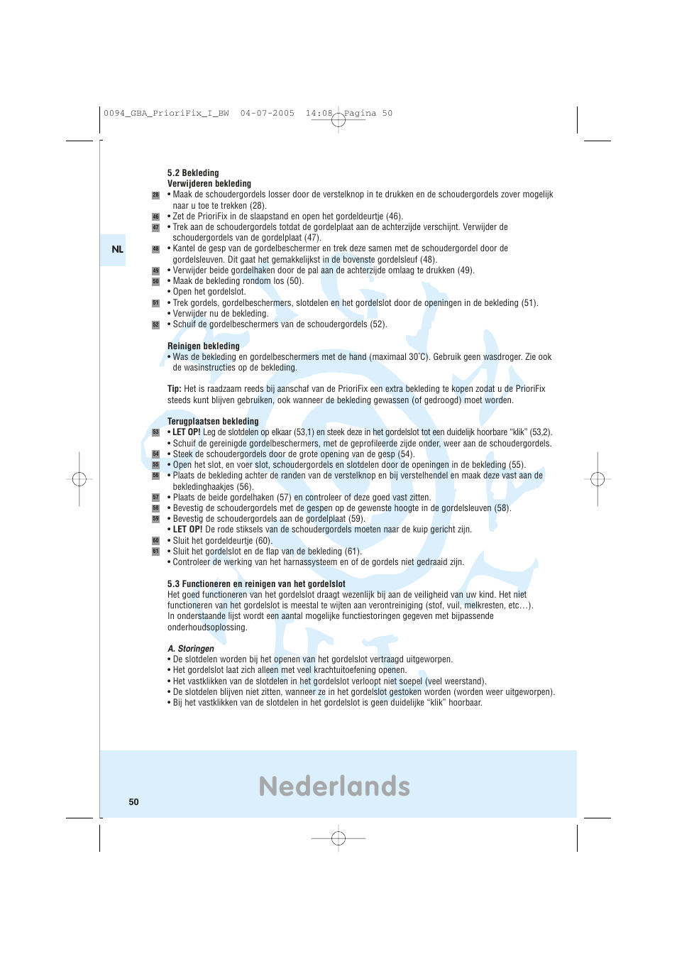 Nederlands | Maxi-Cosi Car Seat User Manual | Page 50 / 96