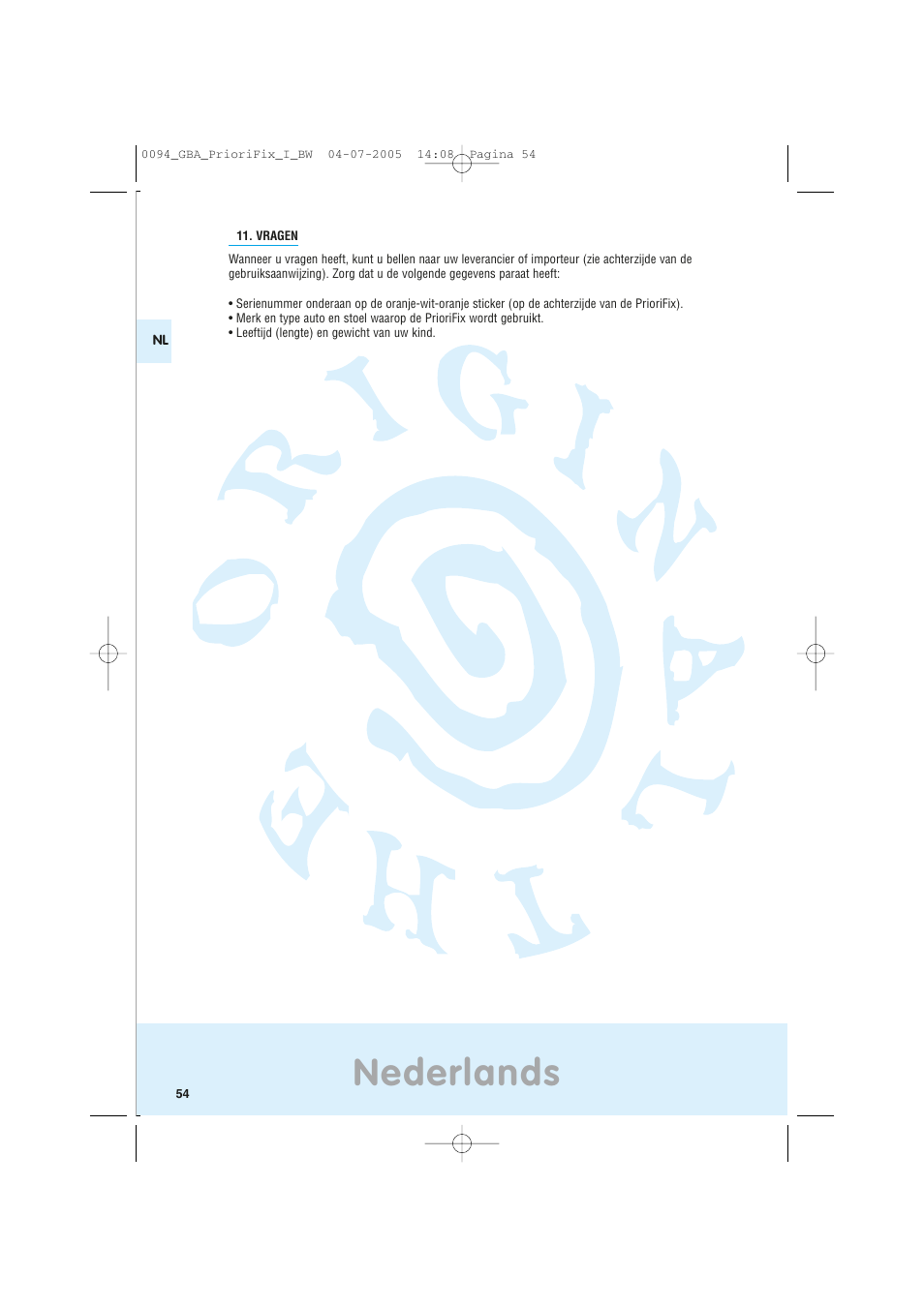 Nederlands | Maxi-Cosi Car Seat User Manual | Page 54 / 96