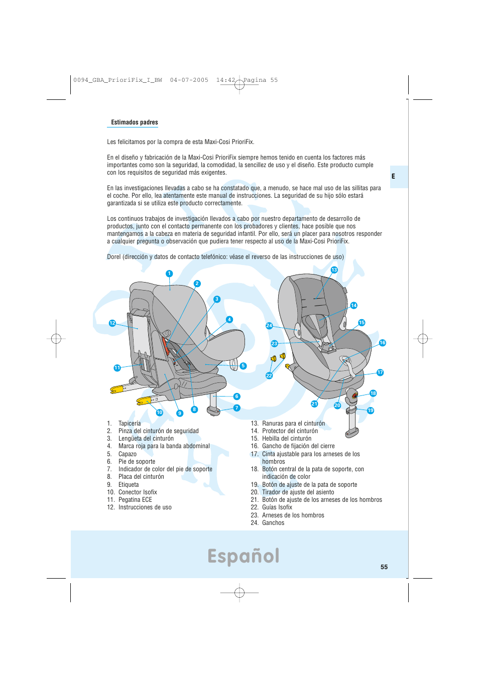 Español | Maxi-Cosi Car Seat User Manual | Page 55 / 96