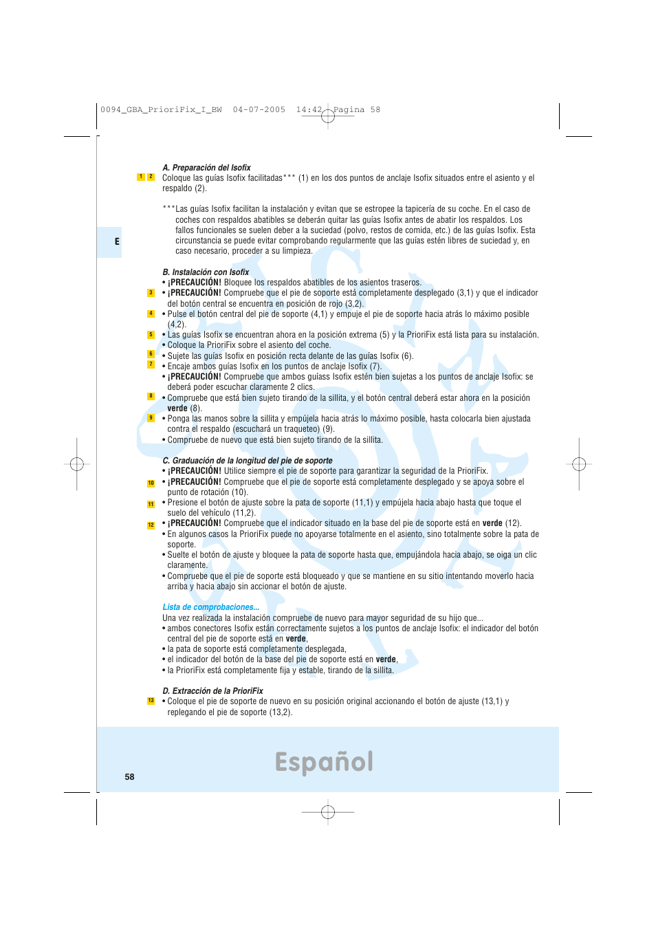 Español | Maxi-Cosi Car Seat User Manual | Page 58 / 96