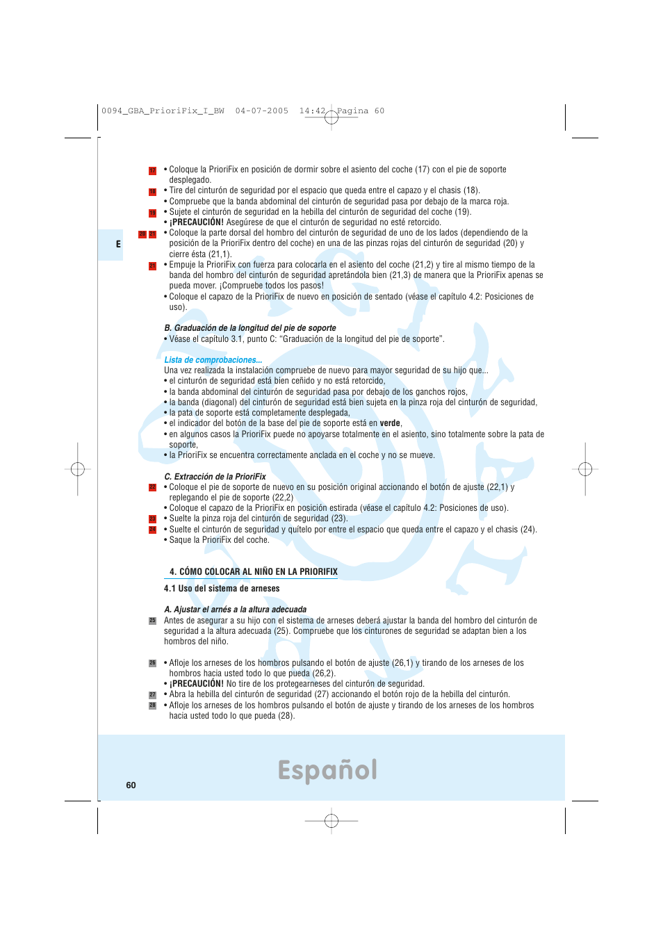 Español | Maxi-Cosi Car Seat User Manual | Page 60 / 96