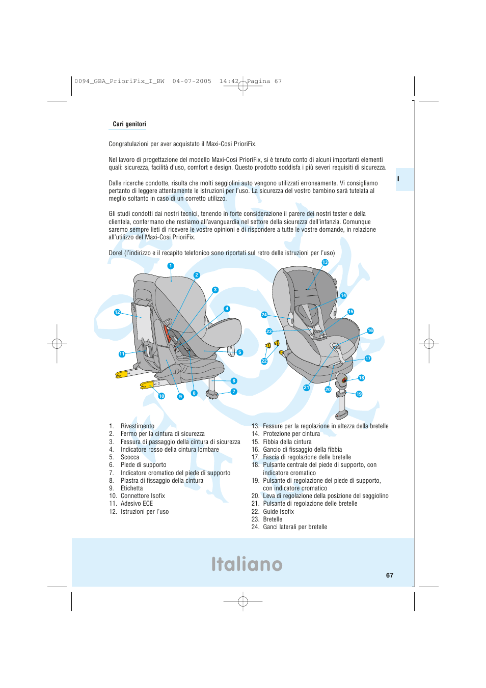 Italiano | Maxi-Cosi Car Seat User Manual | Page 67 / 96