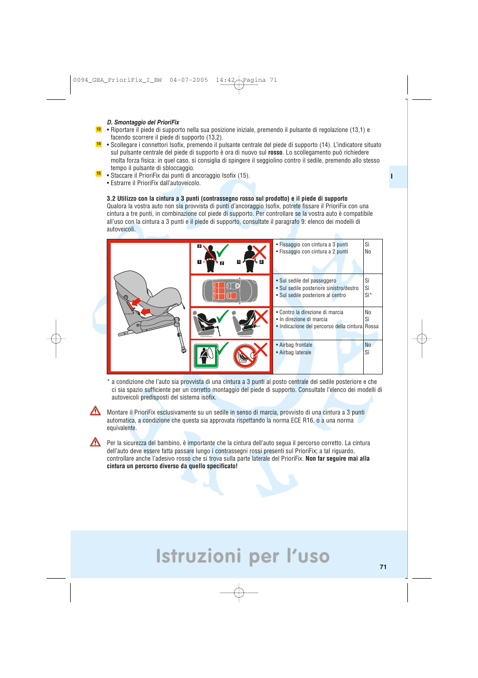 Istruzioni per l’uso | Maxi-Cosi Car Seat User Manual | Page 71 / 96