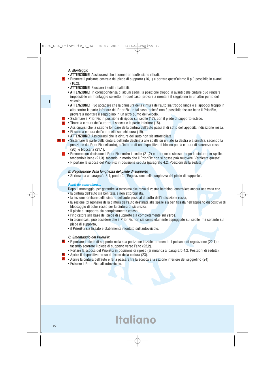 Italiano | Maxi-Cosi Car Seat User Manual | Page 72 / 96