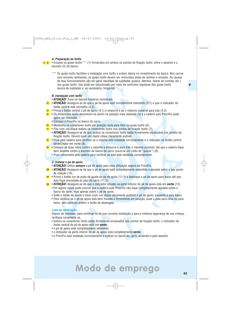 Modo de emprego | Maxi-Cosi Car Seat User Manual | Page 83 / 96