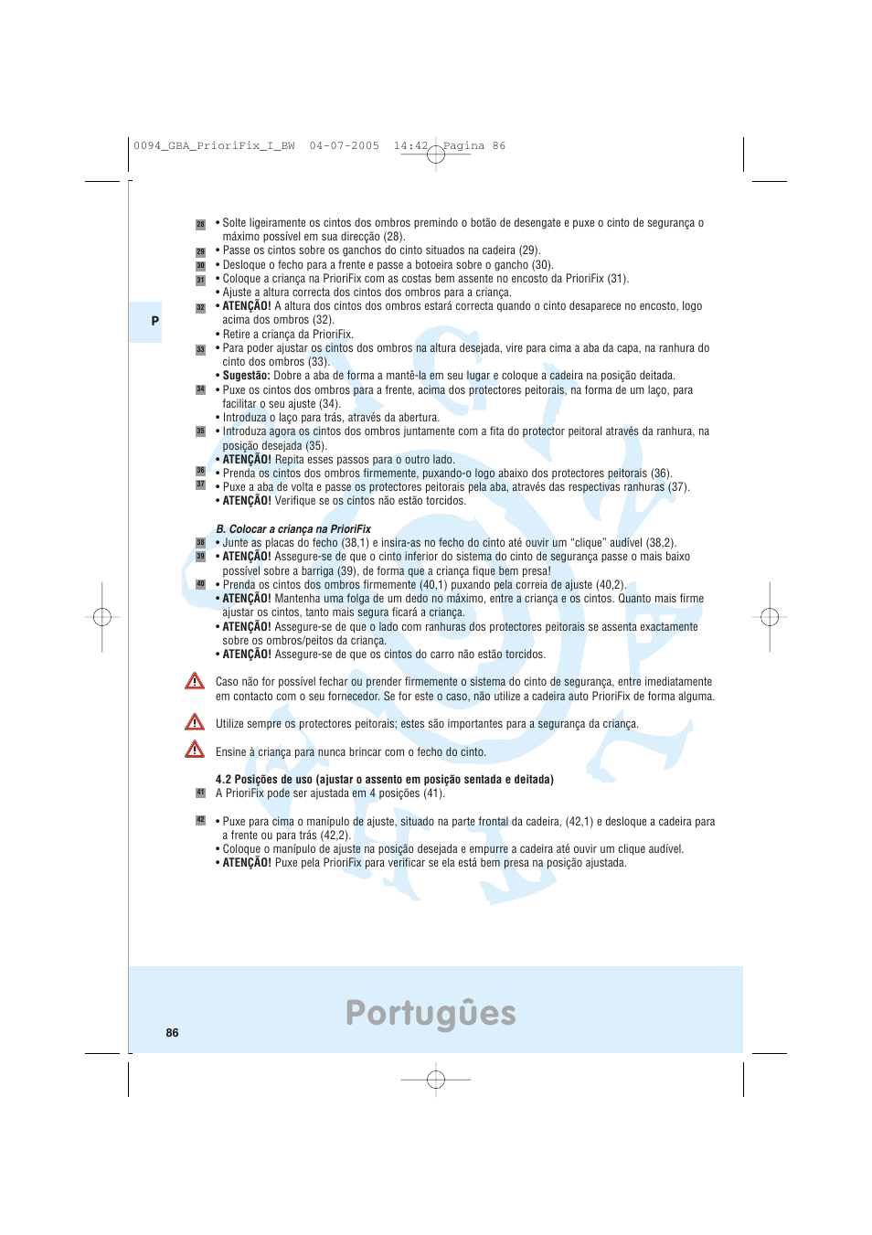 Portugûes | Maxi-Cosi Car Seat User Manual | Page 86 / 96