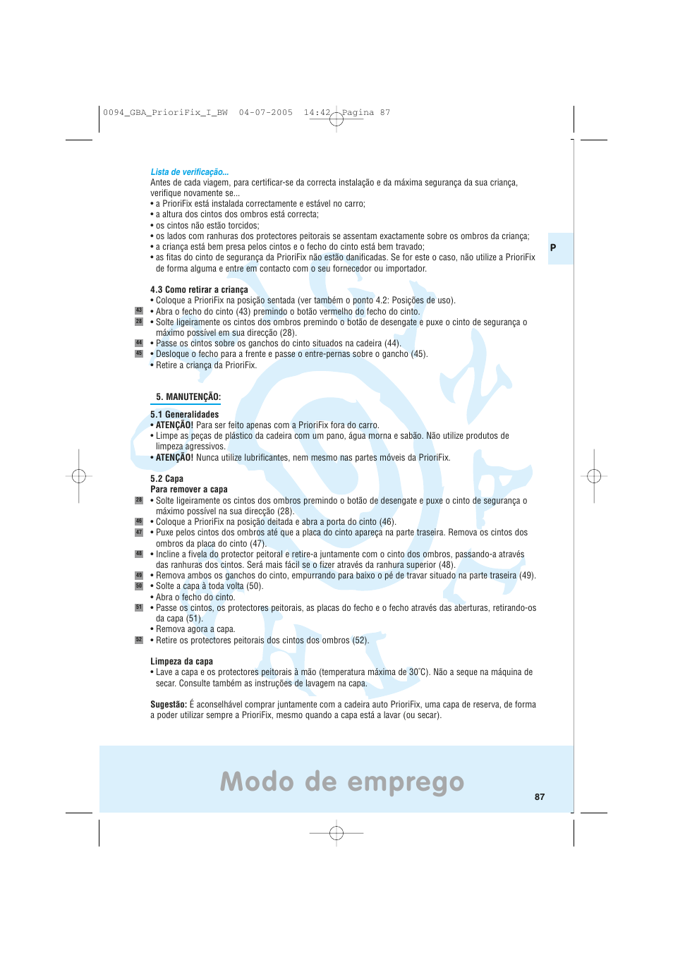 Modo de emprego | Maxi-Cosi Car Seat User Manual | Page 87 / 96