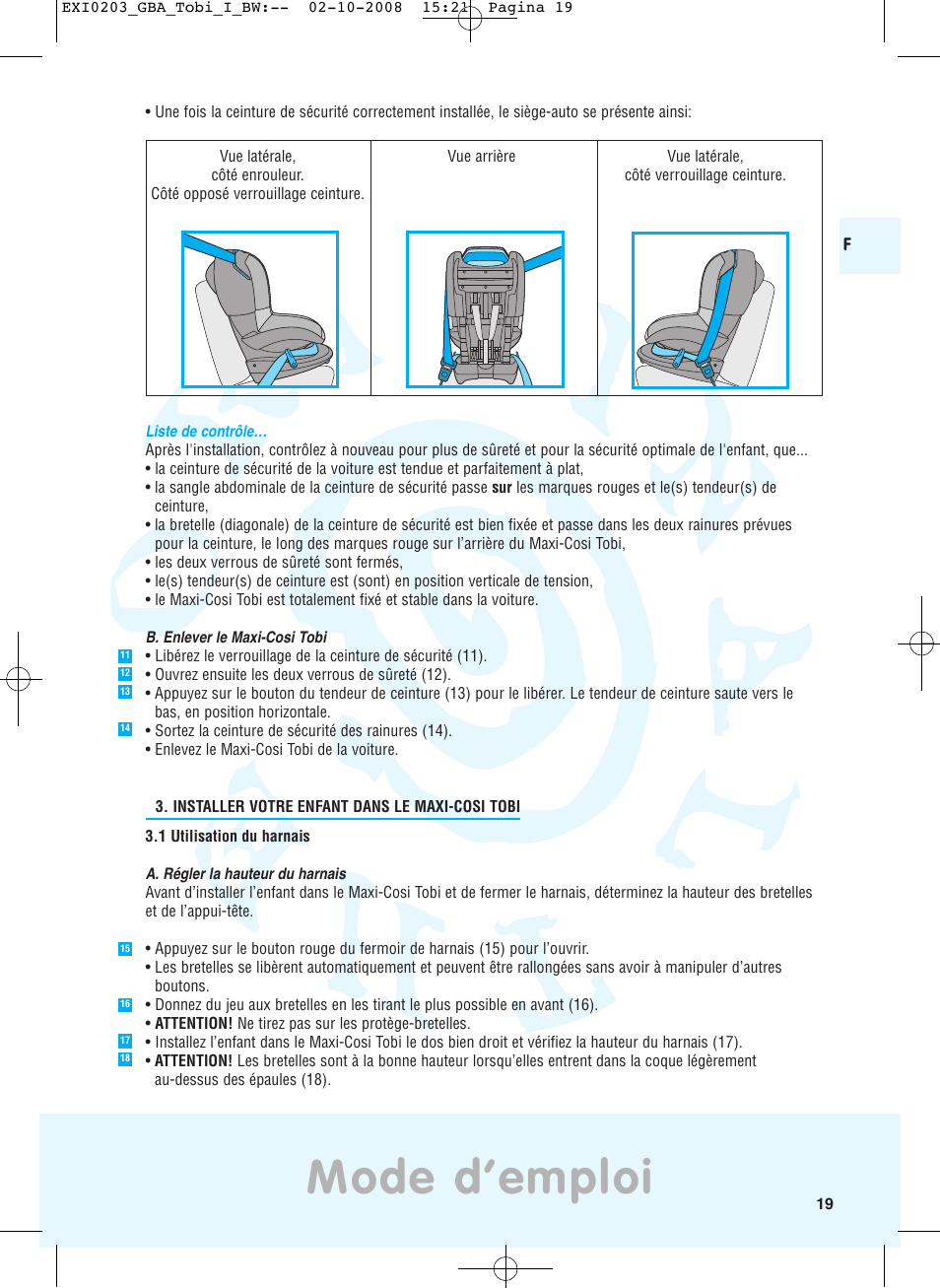 Mode d’emploi | Maxi-Cosi TOBI DRU0632 User Manual | Page 15 / 74