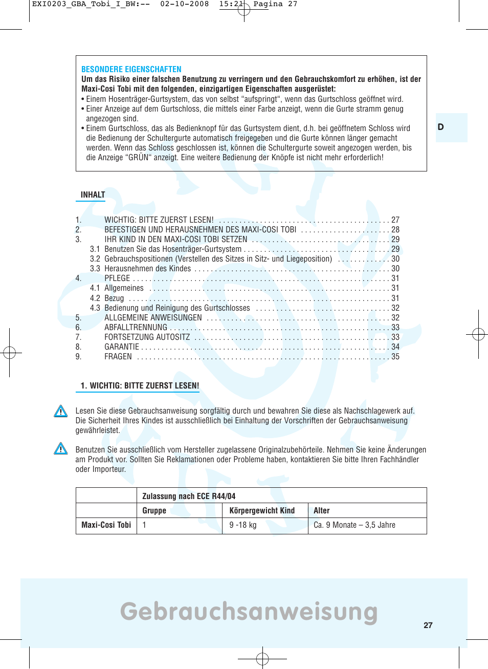 Gebrauchsanweisung | Maxi-Cosi TOBI DRU0632 User Manual | Page 23 / 74