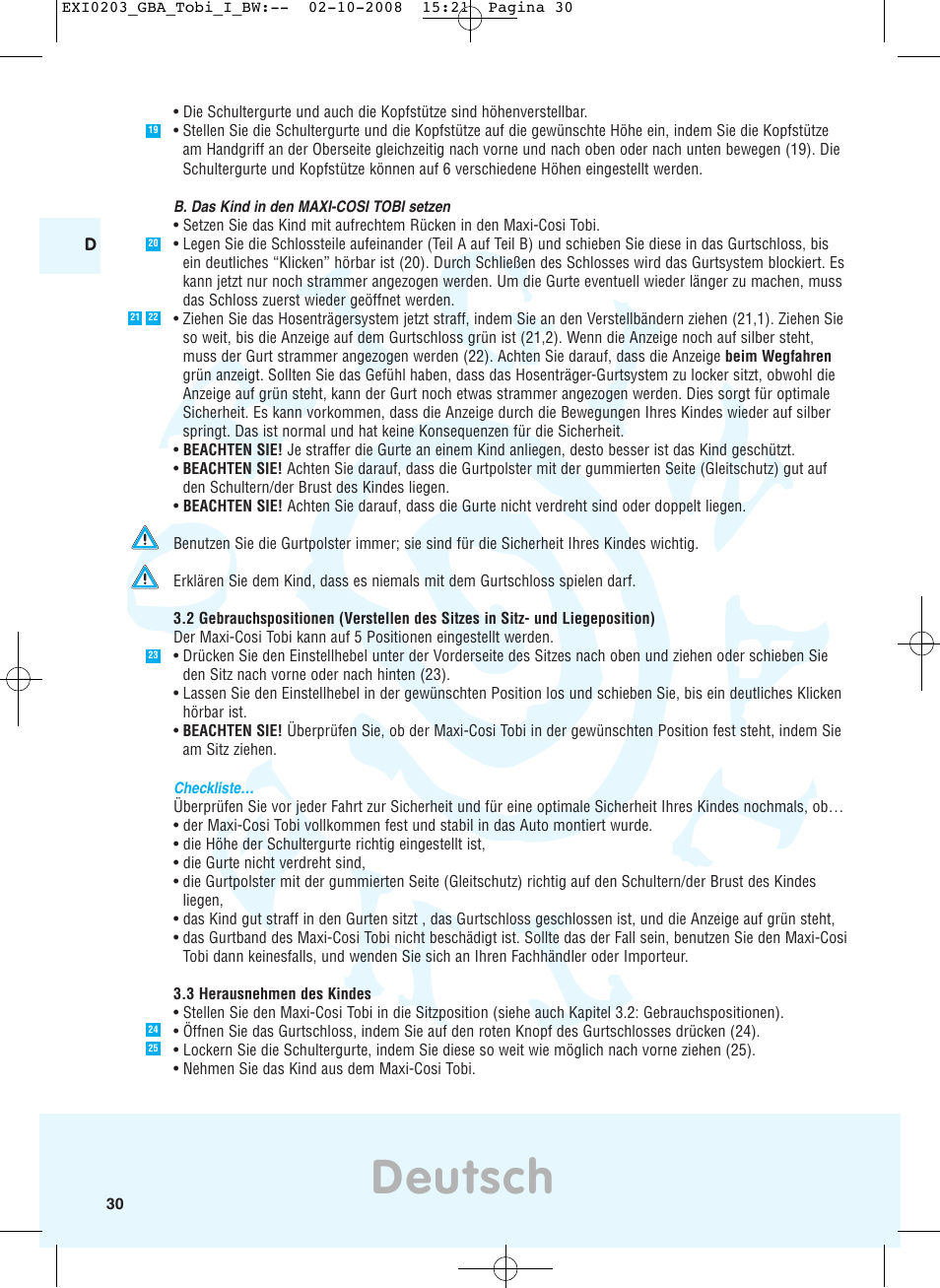 Deutsch | Maxi-Cosi TOBI DRU0632 User Manual | Page 26 / 74