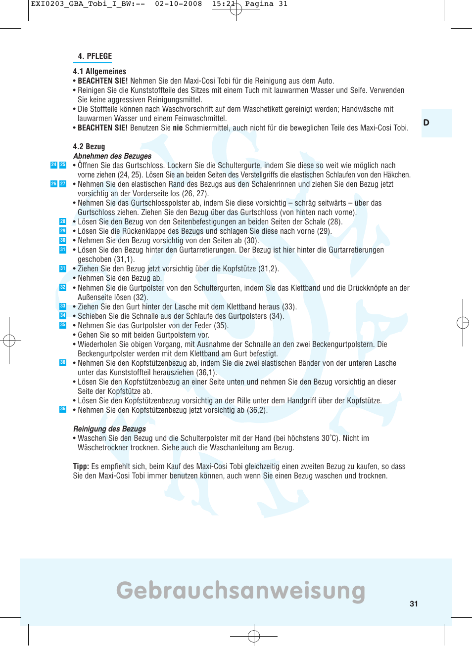 Gebrauchsanweisung | Maxi-Cosi TOBI DRU0632 User Manual | Page 27 / 74