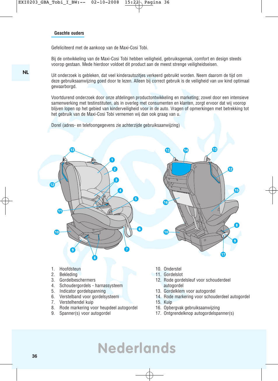 Nederlands | Maxi-Cosi TOBI DRU0632 User Manual | Page 32 / 74