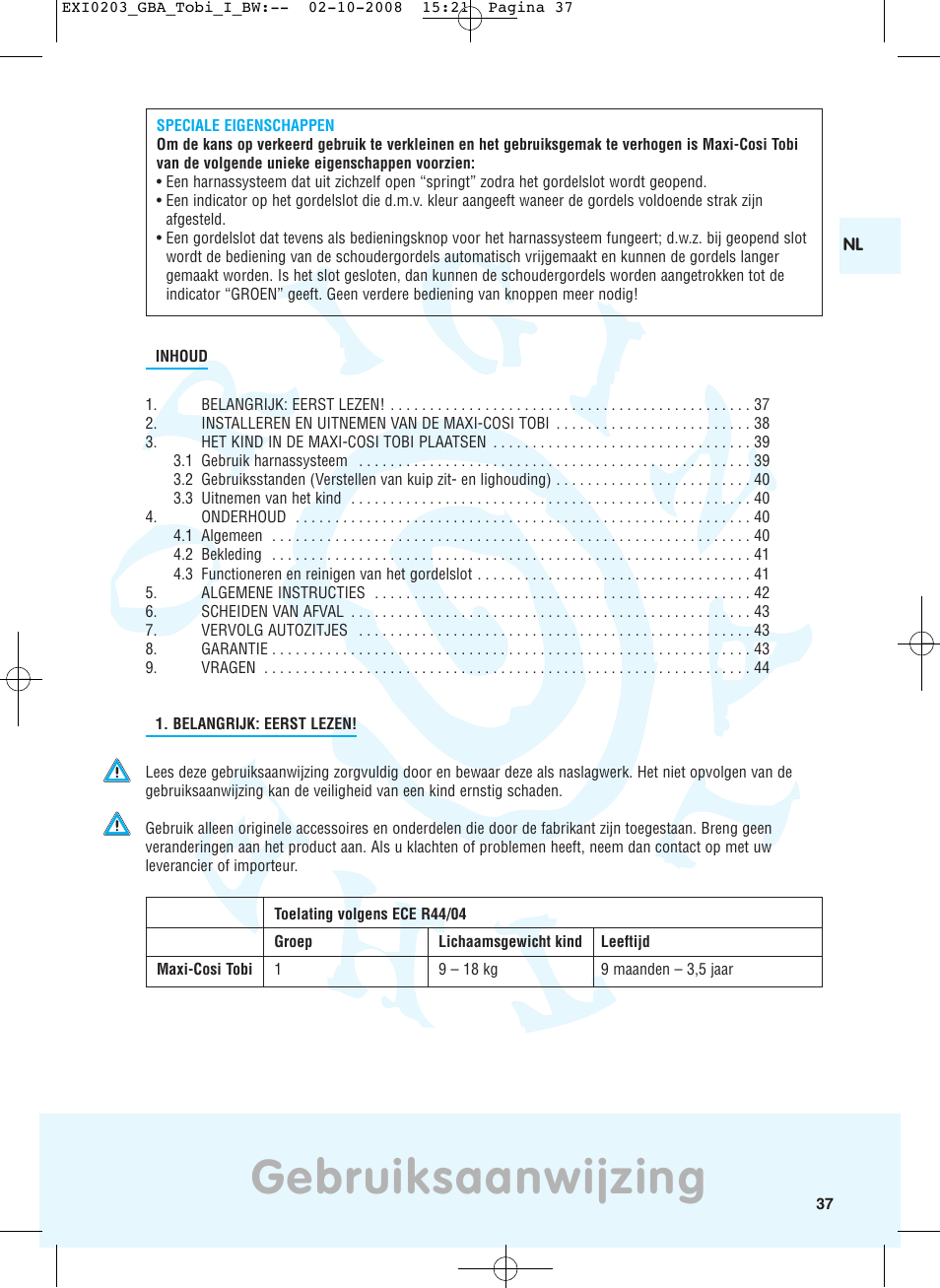 Gebruiksaanwijzing | Maxi-Cosi TOBI DRU0632 User Manual | Page 33 / 74