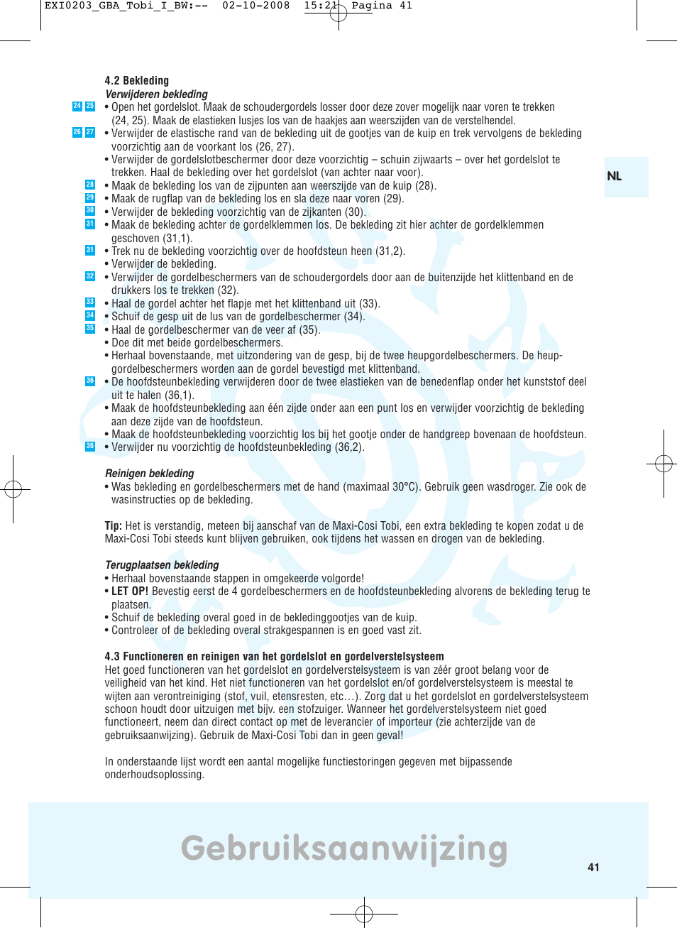 Gebruiksaanwijzing | Maxi-Cosi TOBI DRU0632 User Manual | Page 37 / 74