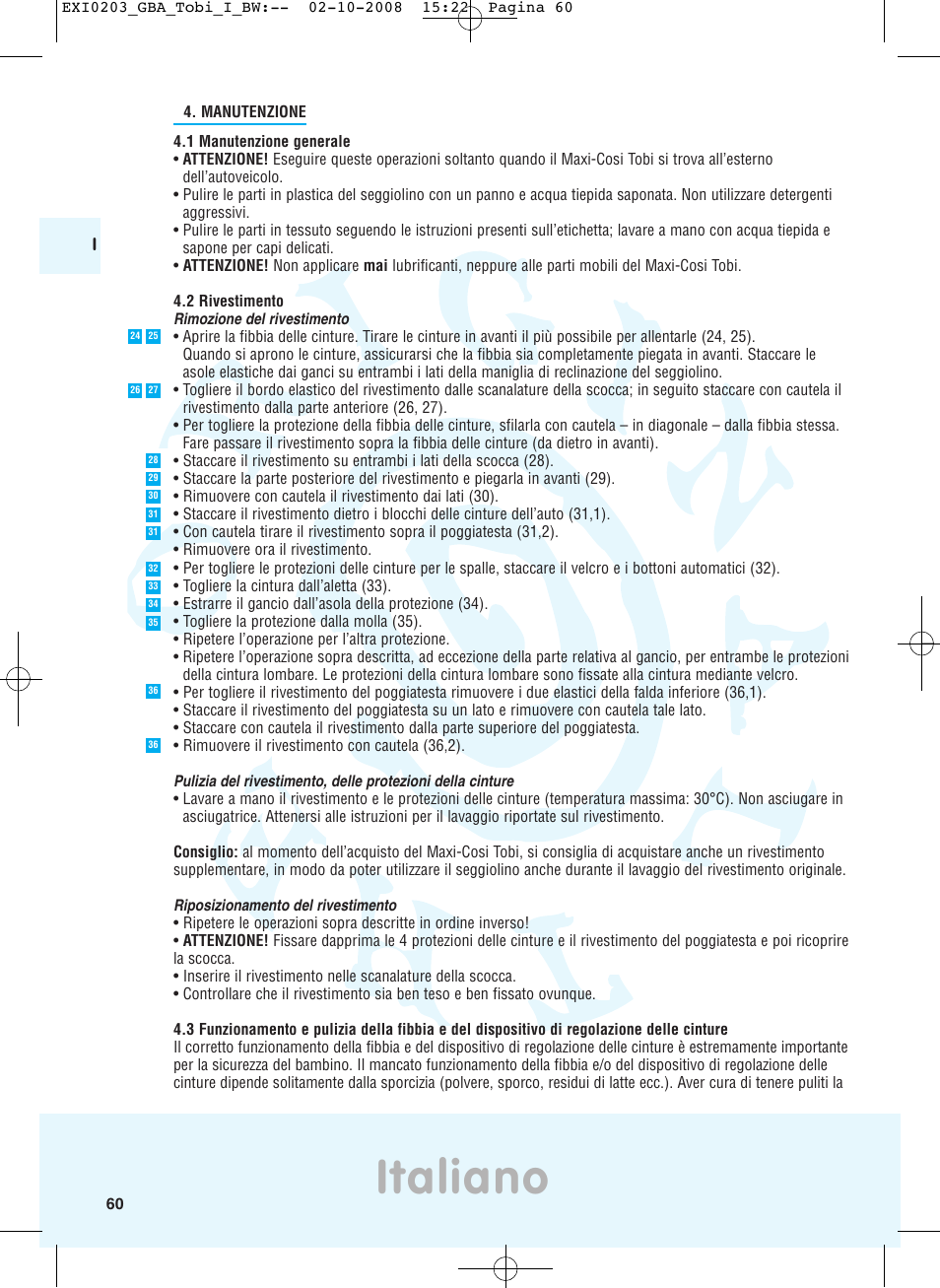 Italiano | Maxi-Cosi TOBI DRU0632 User Manual | Page 56 / 74