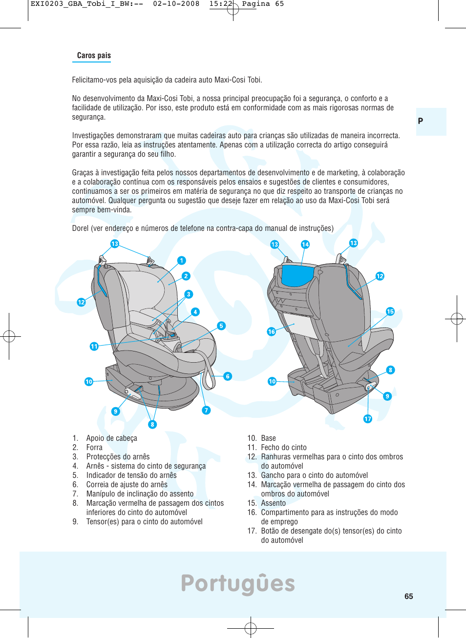 Portugûes | Maxi-Cosi TOBI DRU0632 User Manual | Page 61 / 74