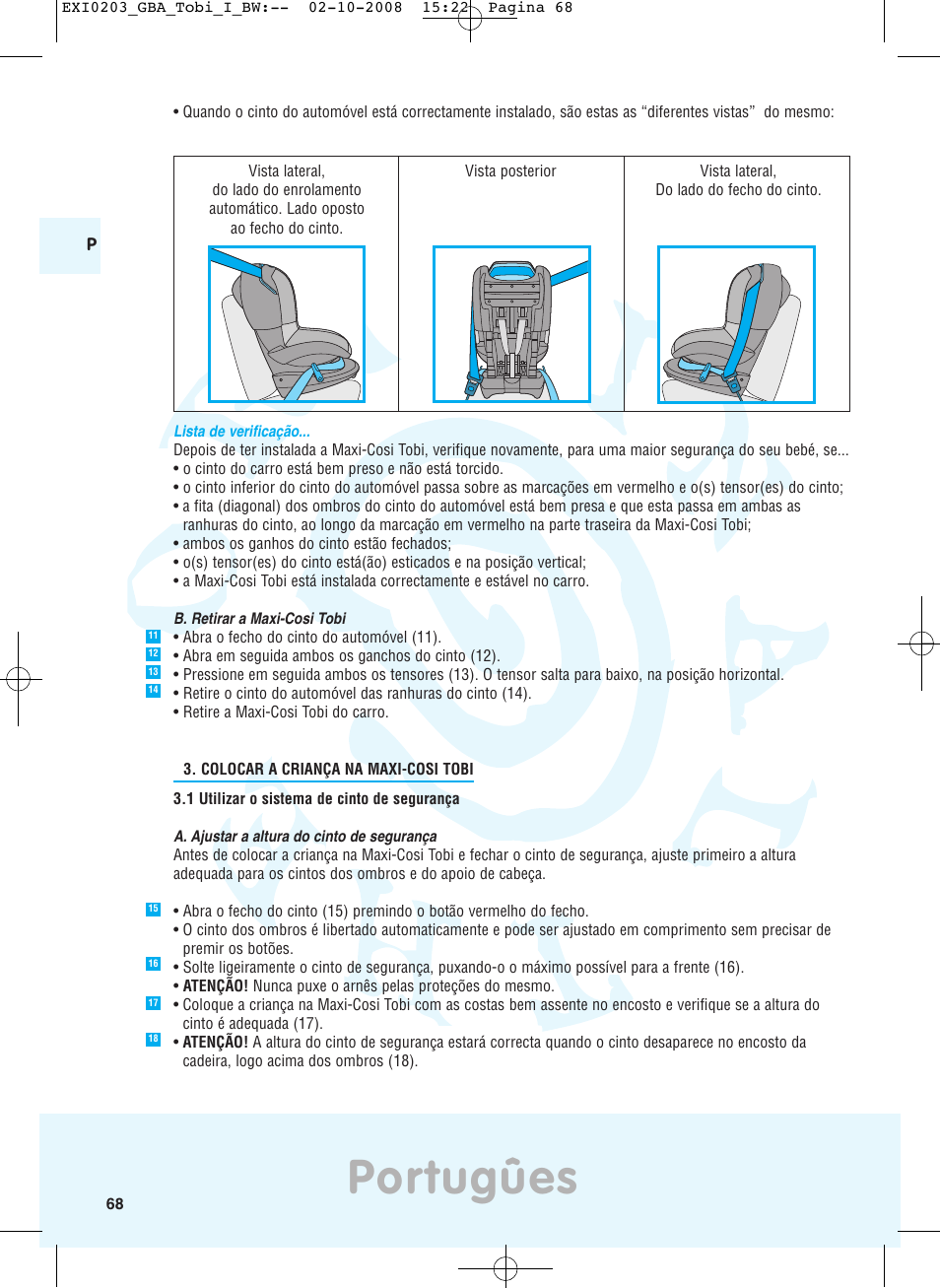 Portugûes | Maxi-Cosi TOBI DRU0632 User Manual | Page 64 / 74