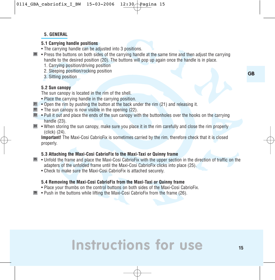 Instructions for use | Maxi-Cosi THE SAFE WORLD OF I User Manual | Page 11 / 98