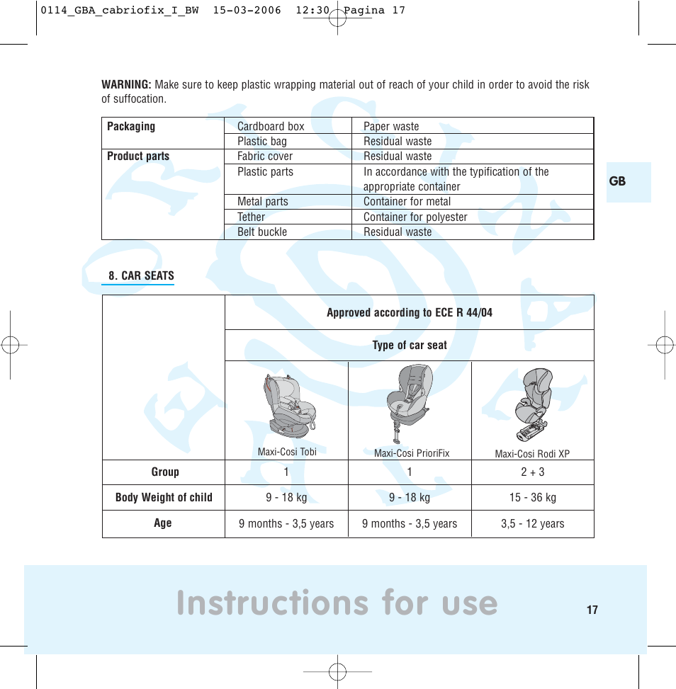 Instructions for use | Maxi-Cosi THE SAFE WORLD OF I User Manual | Page 13 / 98