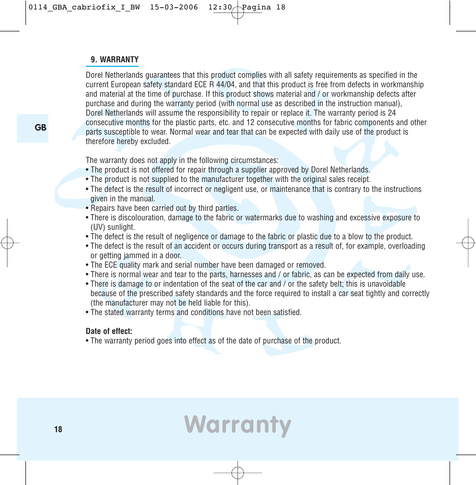 Warranty | Maxi-Cosi THE SAFE WORLD OF I User Manual | Page 14 / 98