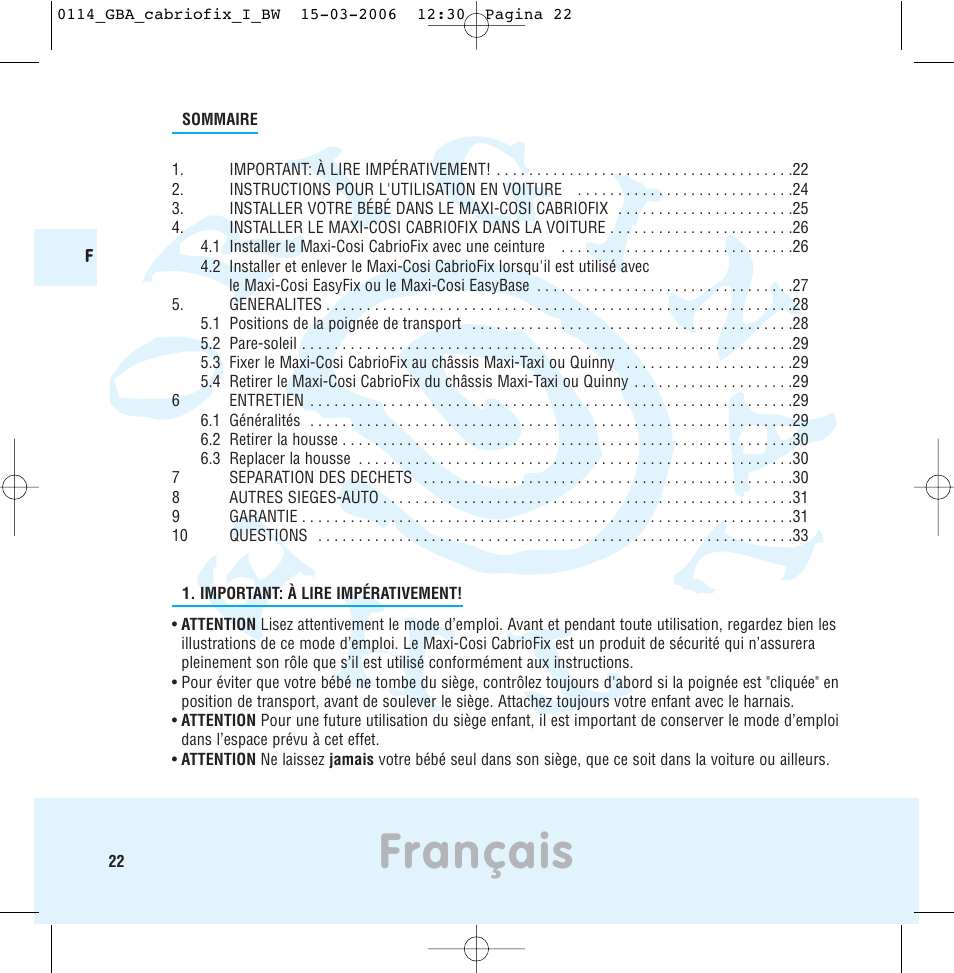 Français | Maxi-Cosi THE SAFE WORLD OF I User Manual | Page 18 / 98