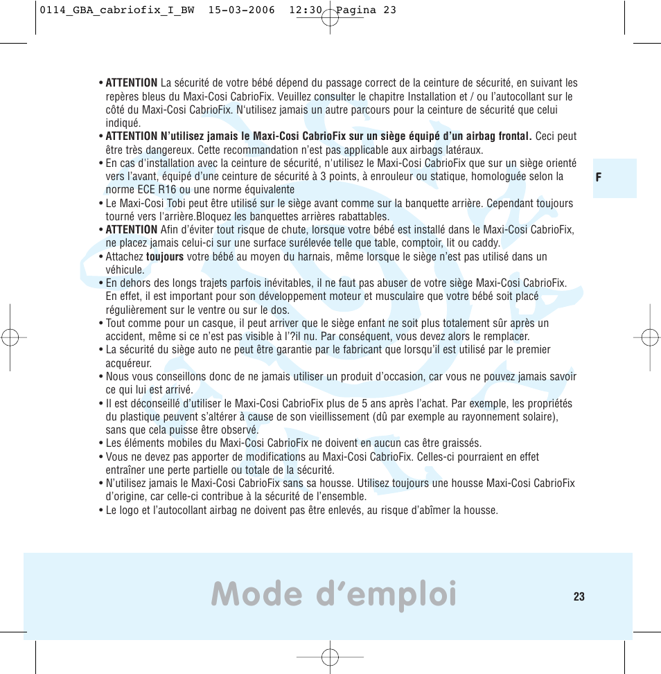 Mode d’emploi | Maxi-Cosi THE SAFE WORLD OF I User Manual | Page 19 / 98