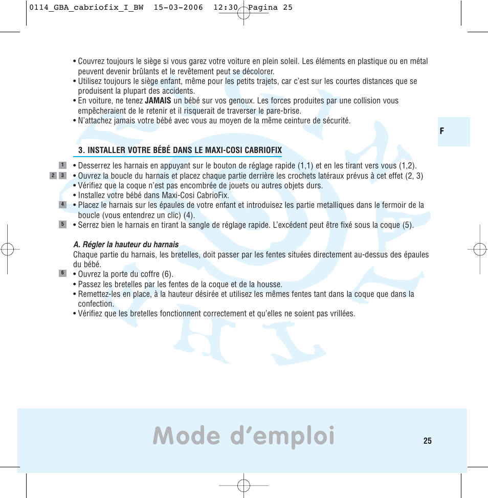 Mode d’emploi | Maxi-Cosi THE SAFE WORLD OF I User Manual | Page 21 / 98