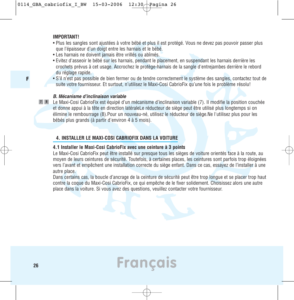 Français | Maxi-Cosi THE SAFE WORLD OF I User Manual | Page 22 / 98