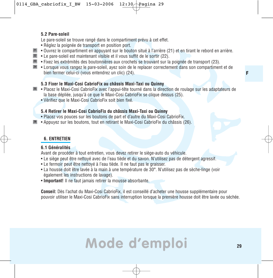 Mode d’emploi | Maxi-Cosi THE SAFE WORLD OF I User Manual | Page 25 / 98