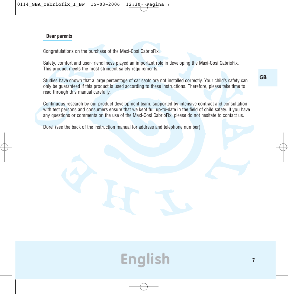 English | Maxi-Cosi THE SAFE WORLD OF I User Manual | Page 3 / 98