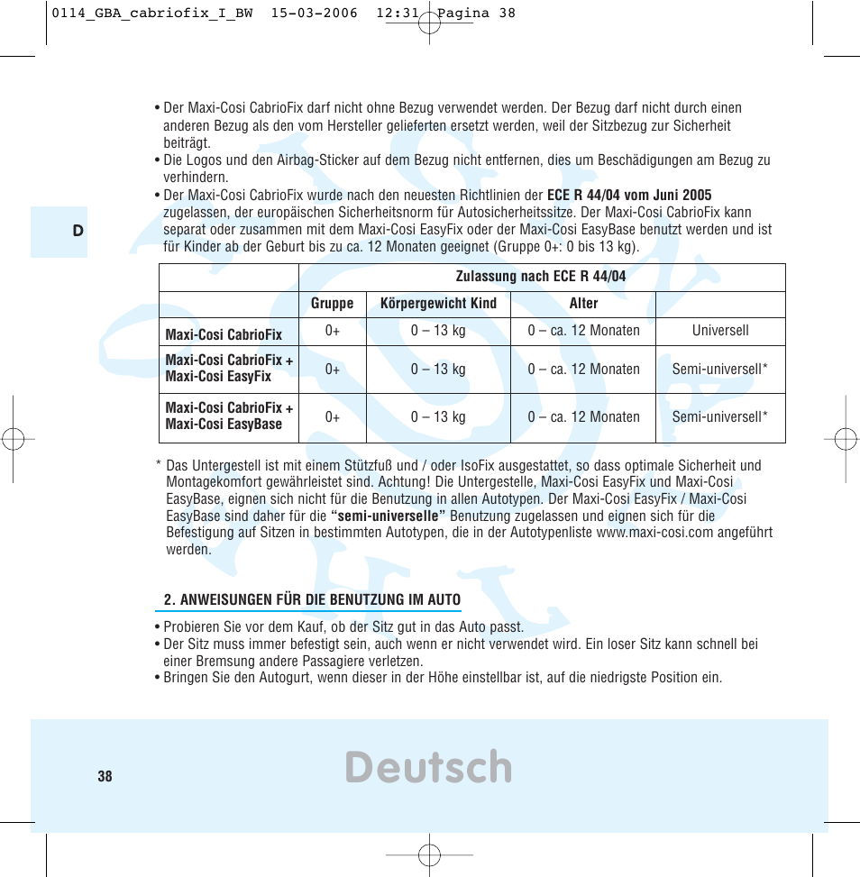 Deutsch | Maxi-Cosi THE SAFE WORLD OF I User Manual | Page 34 / 98