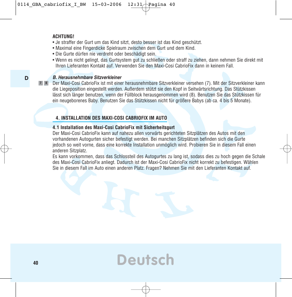 Deutsch | Maxi-Cosi THE SAFE WORLD OF I User Manual | Page 36 / 98