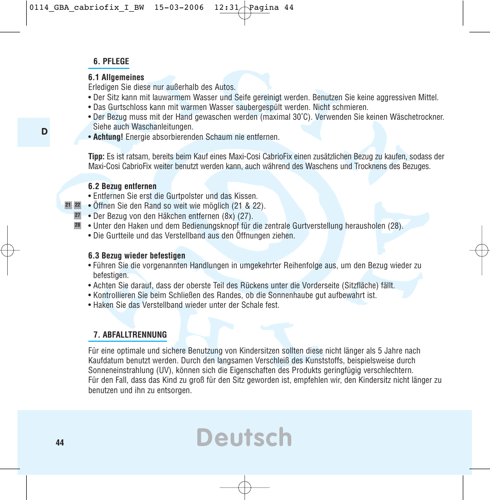 Deutsch | Maxi-Cosi THE SAFE WORLD OF I User Manual | Page 40 / 98