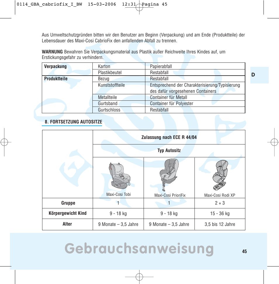 Gebrauchsanweisung | Maxi-Cosi THE SAFE WORLD OF I User Manual | Page 41 / 98