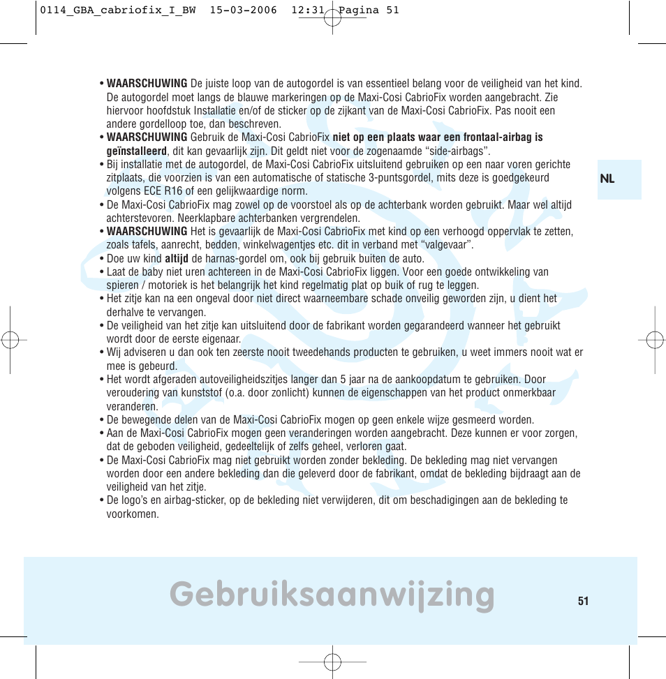 Gebruiksaanwijzing | Maxi-Cosi THE SAFE WORLD OF I User Manual | Page 47 / 98