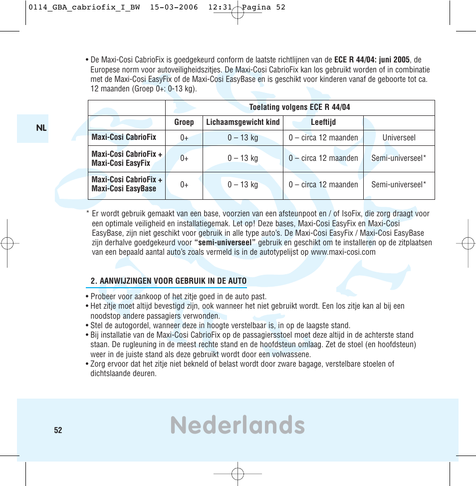 Nederlands | Maxi-Cosi THE SAFE WORLD OF I User Manual | Page 48 / 98