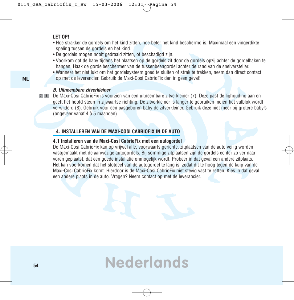 Nederlands | Maxi-Cosi THE SAFE WORLD OF I User Manual | Page 50 / 98