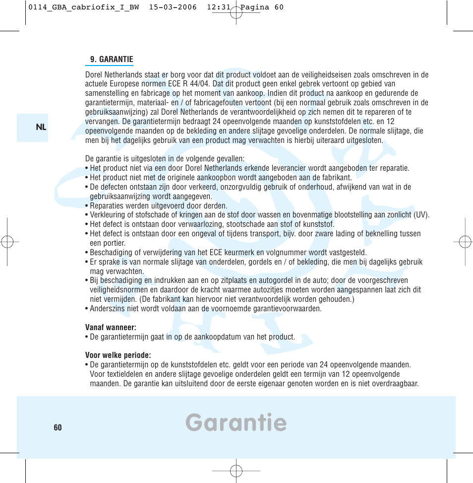 Garantie | Maxi-Cosi THE SAFE WORLD OF I User Manual | Page 56 / 98