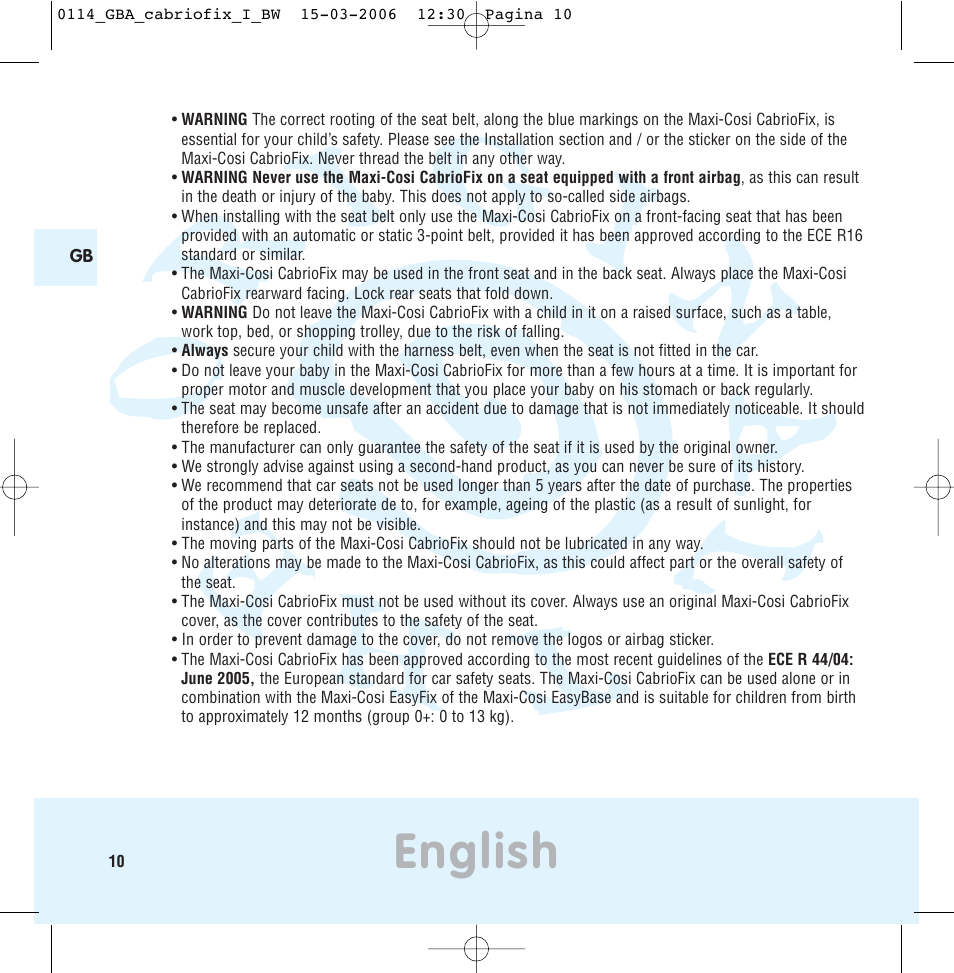 English | Maxi-Cosi THE SAFE WORLD OF I User Manual | Page 6 / 98