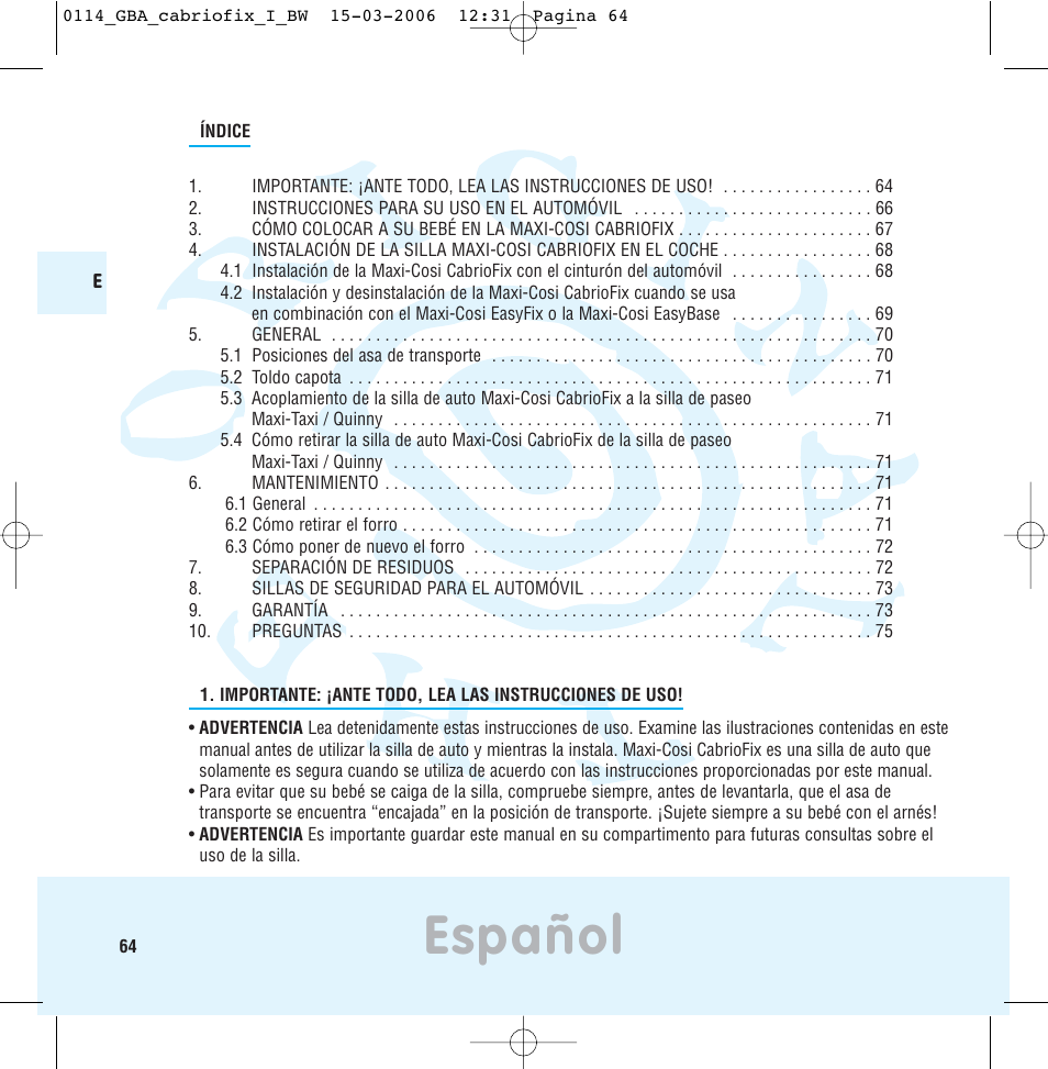 Español | Maxi-Cosi THE SAFE WORLD OF I User Manual | Page 60 / 98
