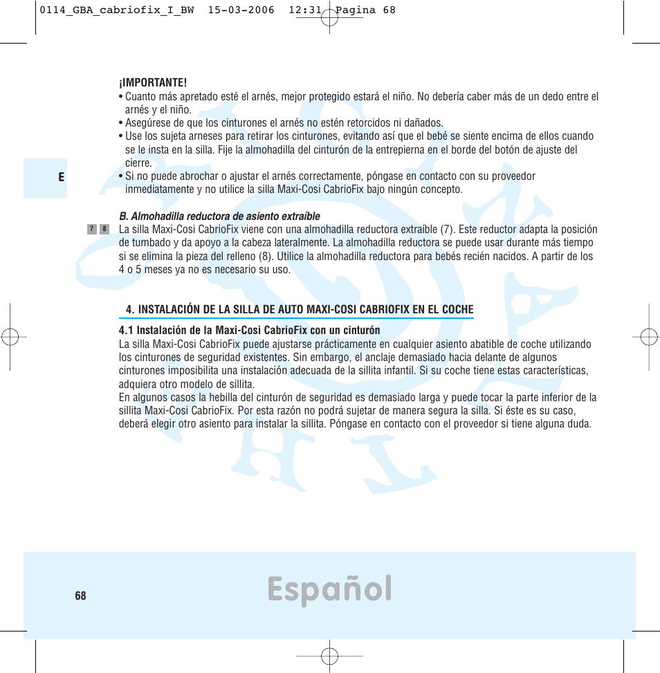 Español | Maxi-Cosi THE SAFE WORLD OF I User Manual | Page 64 / 98