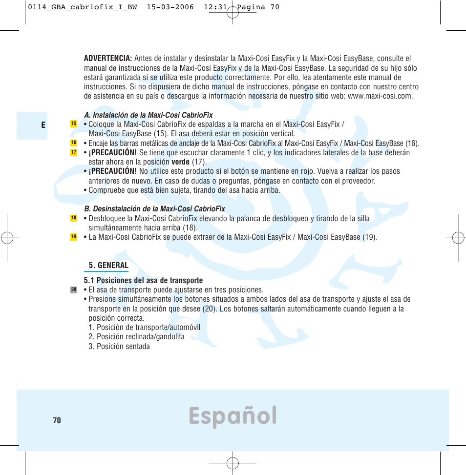 Español | Maxi-Cosi THE SAFE WORLD OF I User Manual | Page 66 / 98