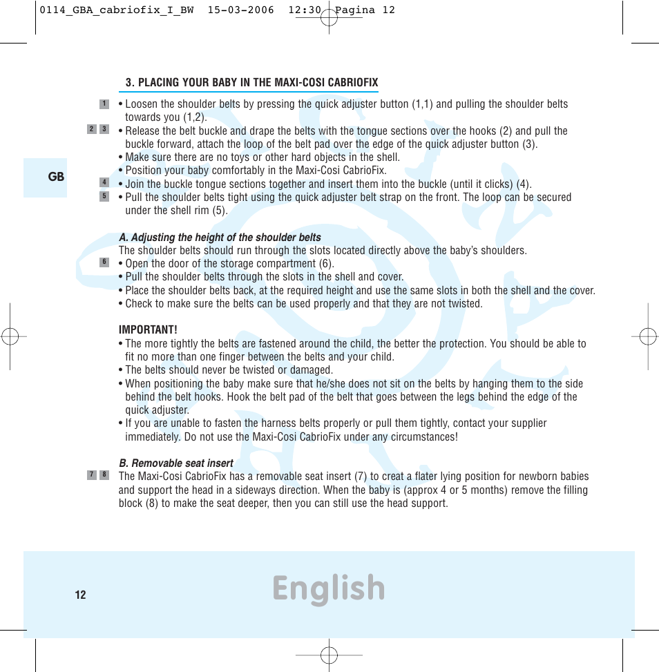 English | Maxi-Cosi THE SAFE WORLD OF I User Manual | Page 8 / 98