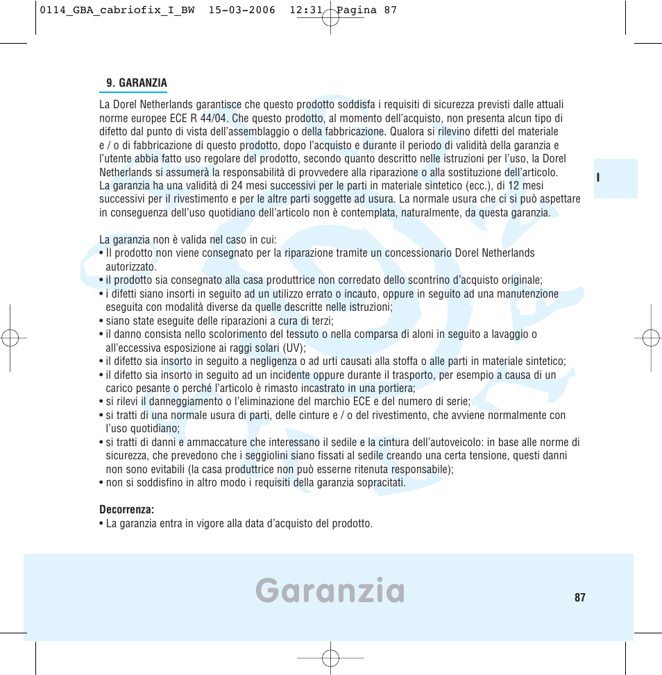 Garanzia | Maxi-Cosi THE SAFE WORLD OF I User Manual | Page 83 / 98
